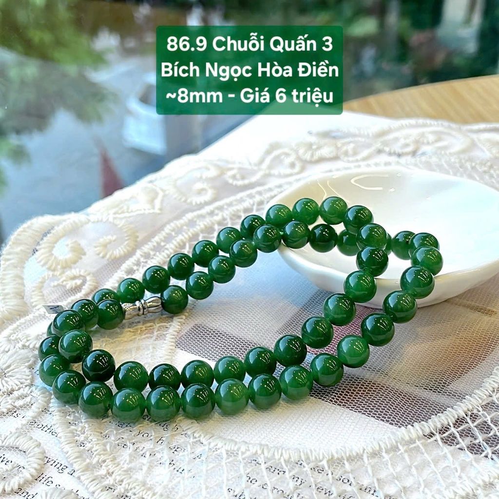 Chuỗi Quấn 3 Bích Ngọc Hòa Điền ~8mm 86.9