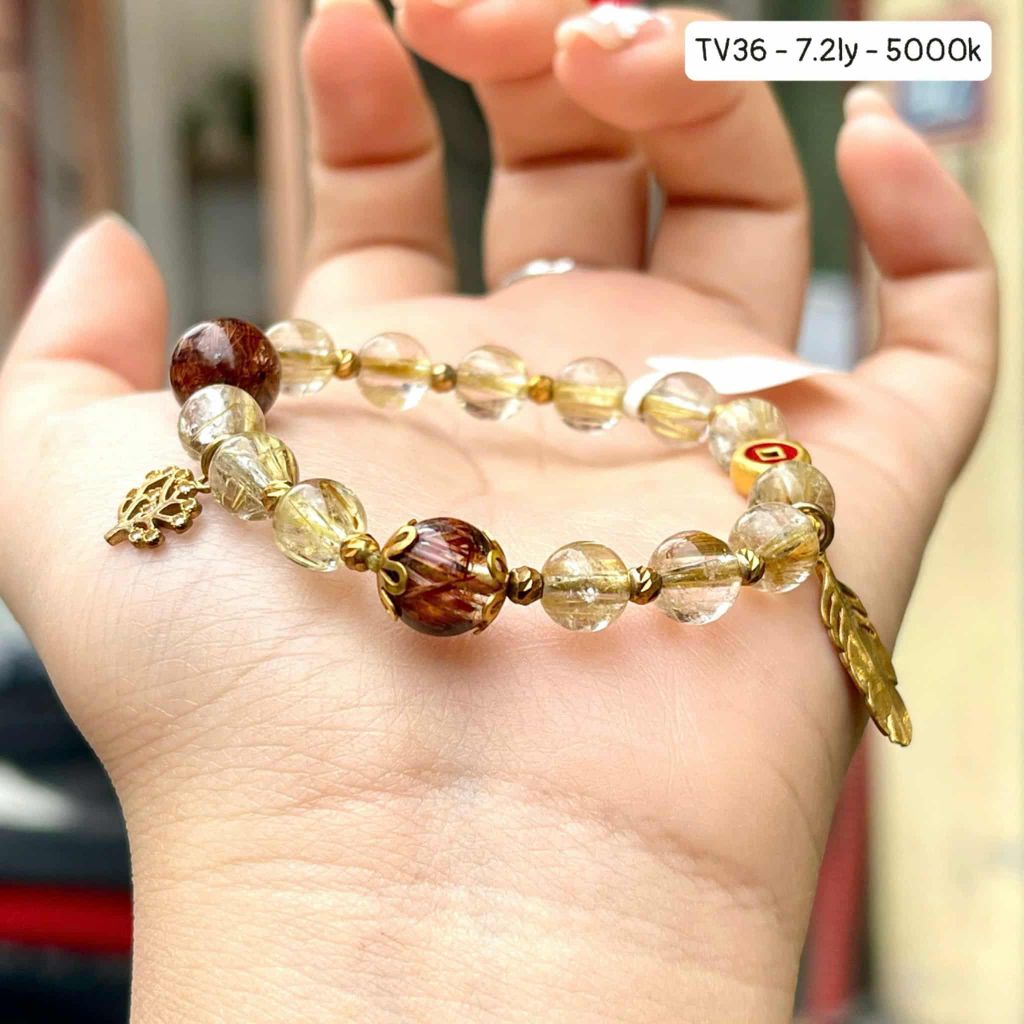 Vòng Thạch Anh Tóc Vàng Mix Tóc Đỏ 7.2mm TV36