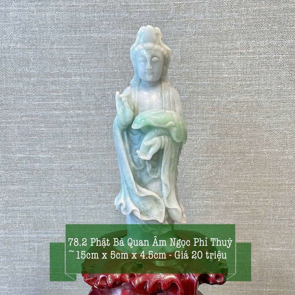 Phật Bà Quan Âm Ngọc Phỉ Thuý - 15x5x4.5cm - 78.2