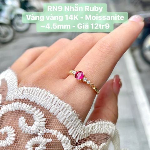 Nhẫn Ruby VV14k - Moissanite ~4.5mm - RN9