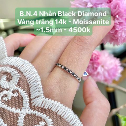 Nhẫn Black Diamond Vàng Trắng 14k - Moissanite ~1.5mm BN4