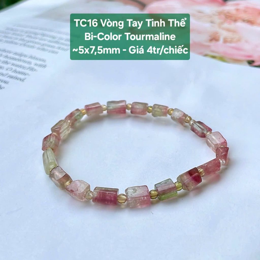 Vòng Tay Tinh Thể Bi-Color Tourmaline ~5x7.5mm - TC16