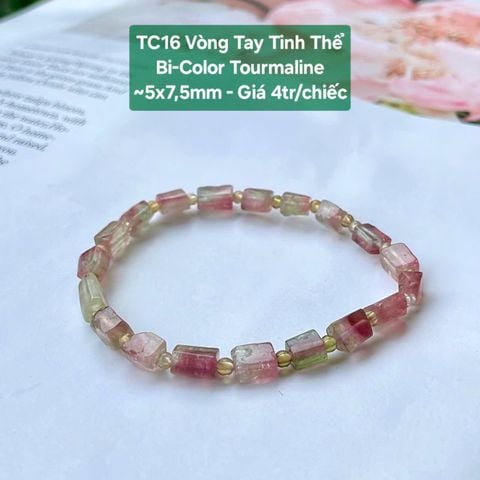 Vòng Tay Tinh Thể Bi-Color Tourmaline ~5x7.5mm - TC16