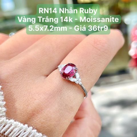 Nhẫn Ruby VT 14k Moissanite 5.5x7.2mm RN14