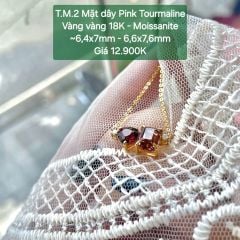 Mặt dây Pink Tourmaline Vàng Vàng 18K - Moissanite ~6,4x7mm - 6,6x7,6mm TM2
