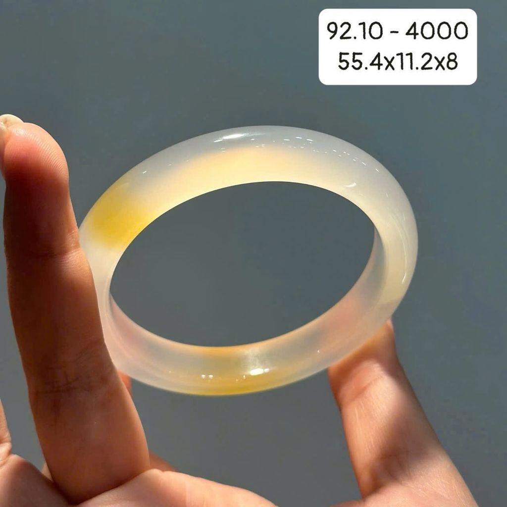 Vòng Hẹ Mã Não Chalcedony Vàng Trắng 55.4mm 92.10