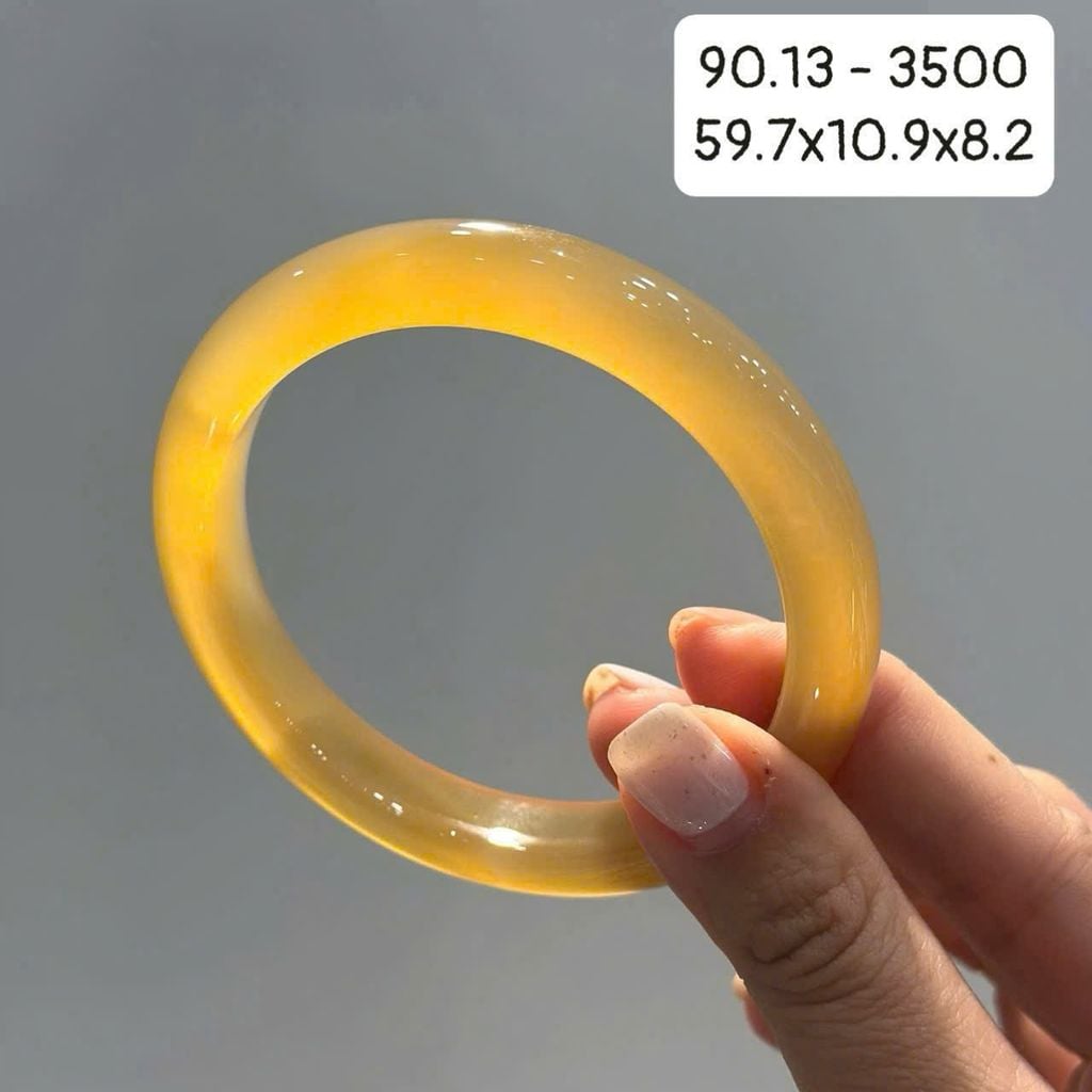 Vòng Hẹ  Ngọc Tuỷ Chalcedony Vàng Hoàng Kim 59.7mm 90.13