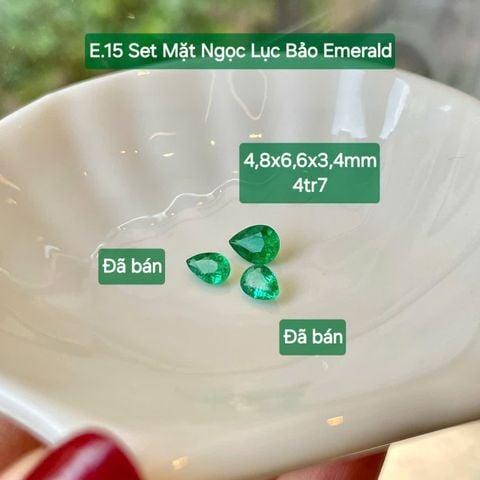 Mặt Ngọc Lục Bảo Emerald Pear E.15