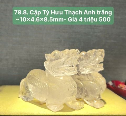 Cặp Tỳ Hưu Thạch Anh Trắng ~10mm 79.8