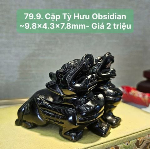 79.9. Cặp Tỳ Hưu Obsidian ~10cm