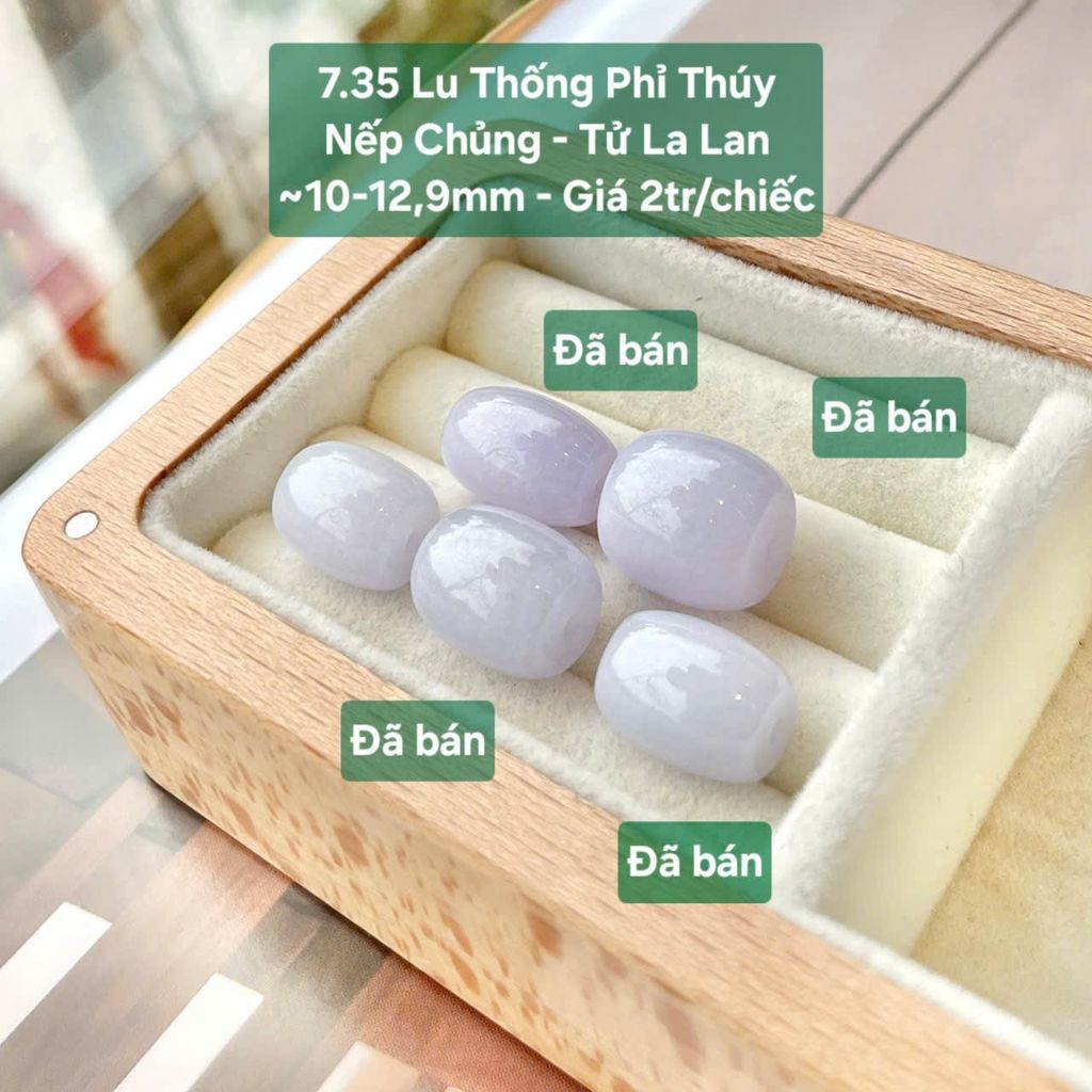 Lu Thống Phỉ Thúy Jadeite A Nếp Chủng - Tử La Lan ~10-12,9mm 7.35