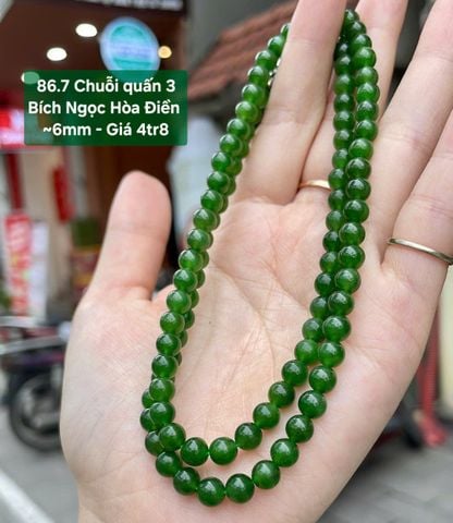 Chuỗi Quấn 3 Ngọc Bích Hòa Điền ~6mm 86.7