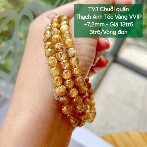 Chuỗi Quấn Thạch Anh Tóc Vàng VVIP ~7,2mm