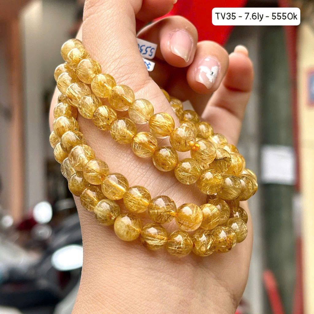 Vòng Tay Thạch Anh Tóc Vàng VIP ~7,6mm TV35