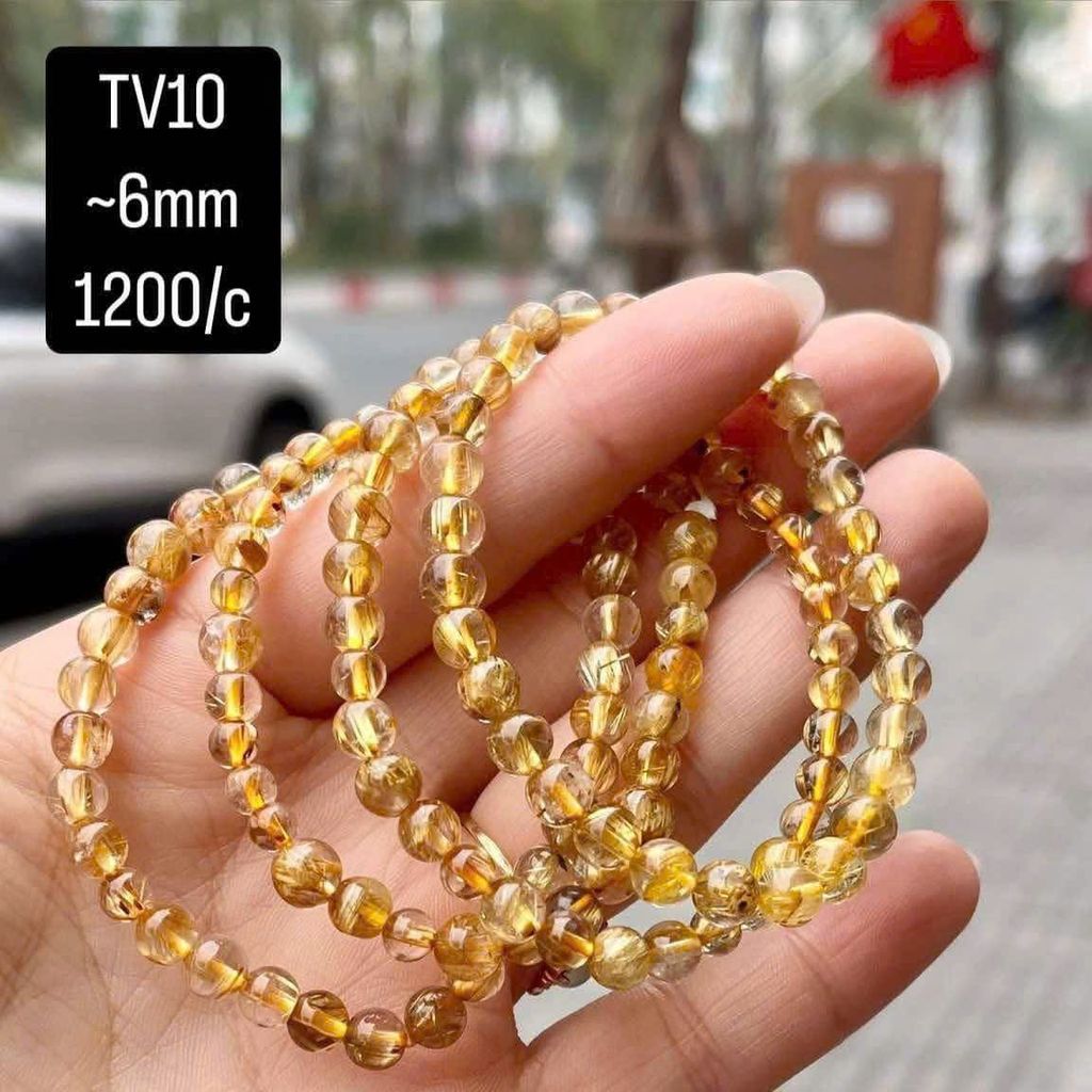 Vòng Tay Thạch Anh Tóc Vàng ~6mm TV10