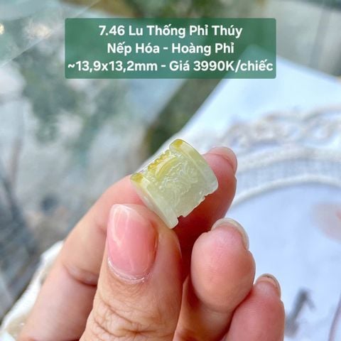 Lu Thống Phỉ Thuý Jadeite A Nếp Hoá - Hoàng Phỉ ~13,9x13,2mm 7.46