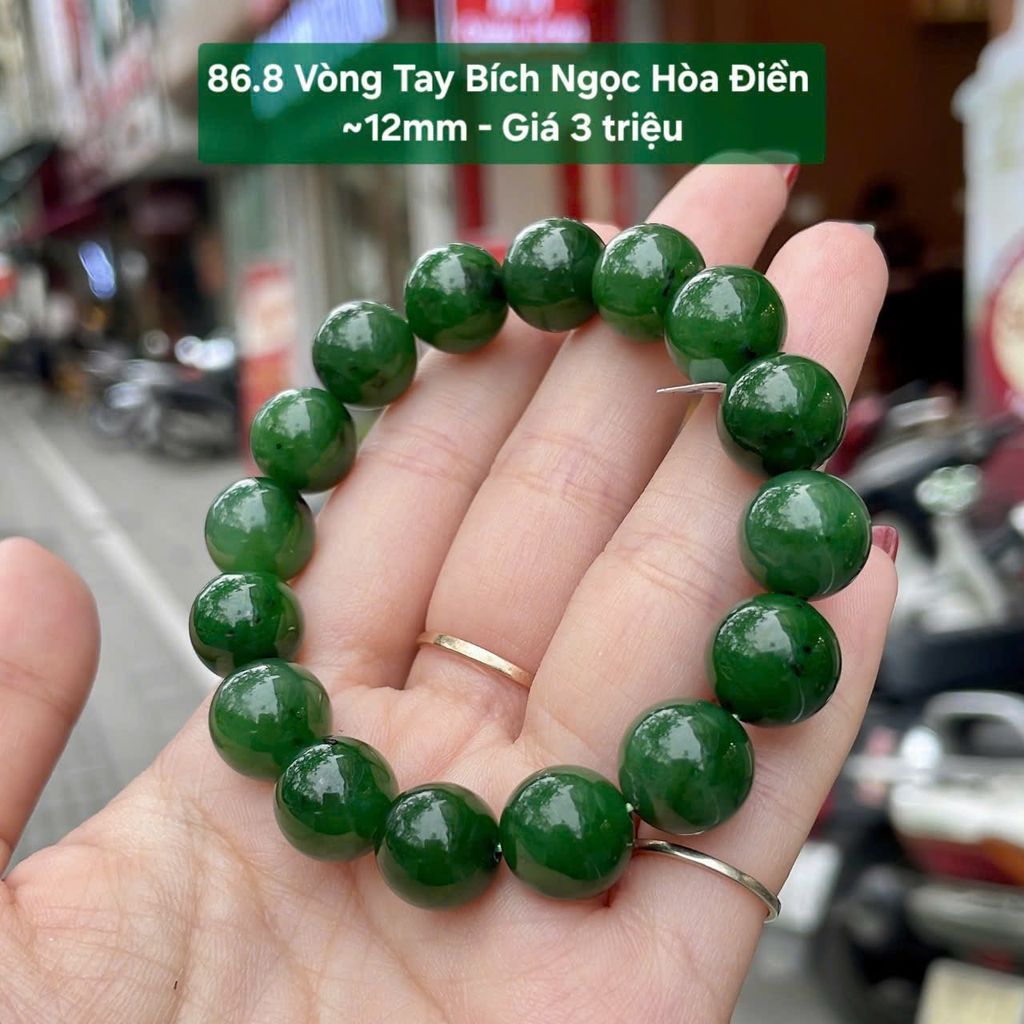 Vòng Tay Ngọc Bích Hoà Điền ~12mm 86.8