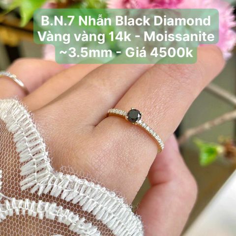Nhẫn Black Diamond Vàng Vàng 14k - Moissanite ~3.5mm BN7