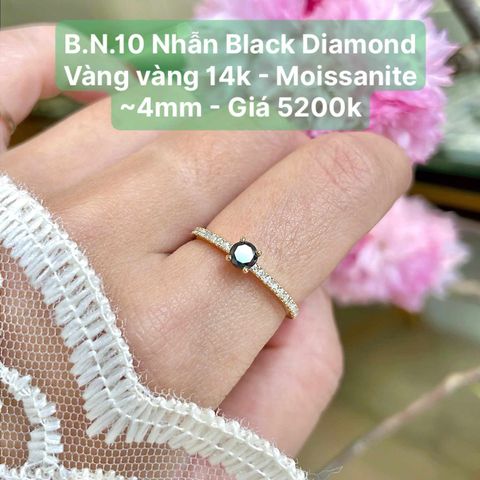 Nhẫn Black Diamond Vàng Vàng 14k - Moissanite ~4mm BN10