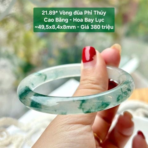 Vòng Đũa Phỉ Thúy Cao Băng - Hoa Bay Lục 49.5mm 21.89*