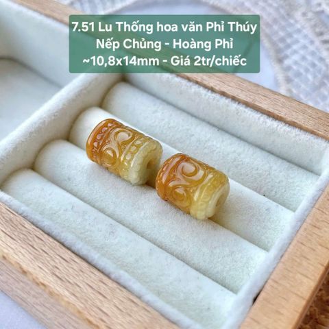 Lu Thống Phỉ Thúy Nếp Chủng - Hoàng Phỉ ~10.8x14mm 7.51