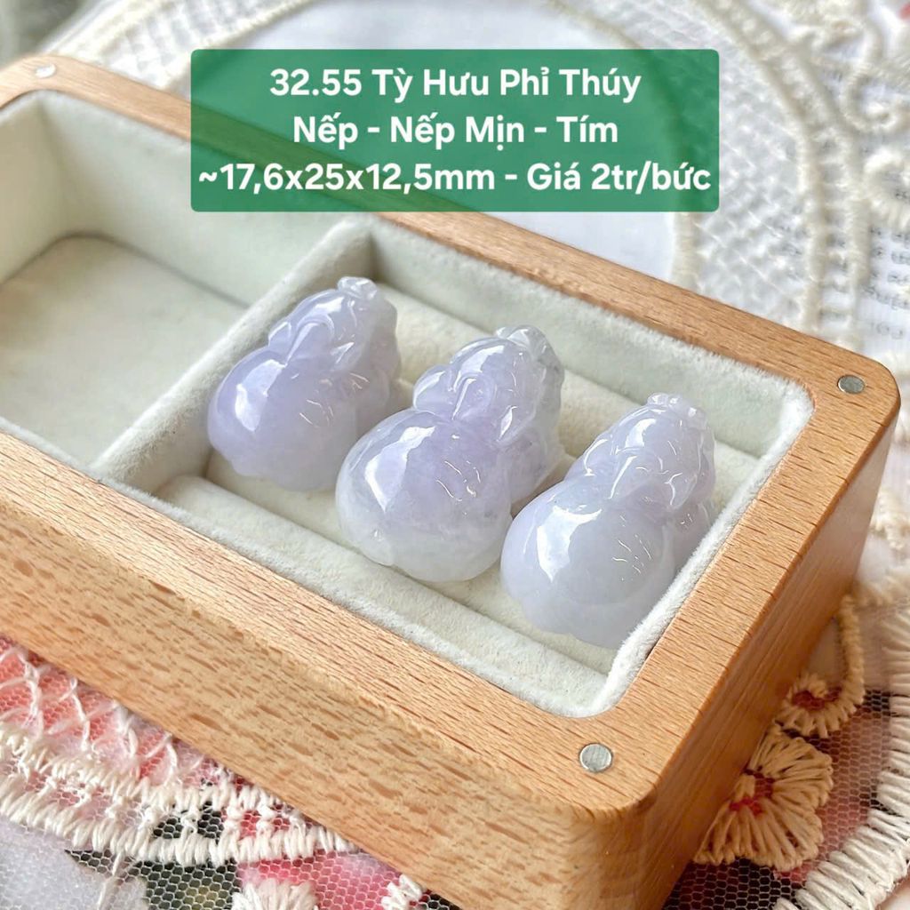 Tỳ Hưu Phỉ Thúy Nếp - Nếp Mịn - Tím ~17.6x25x12.5mm 32.55