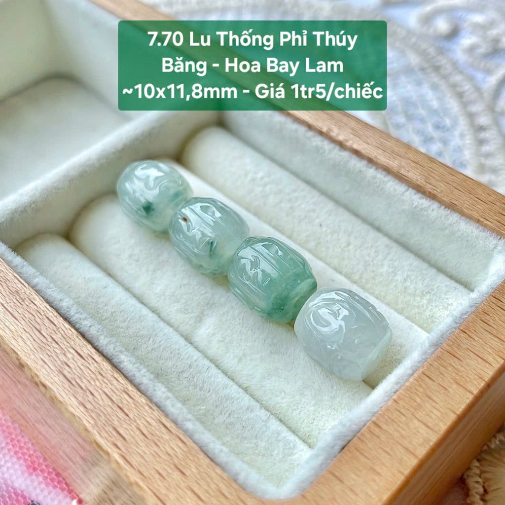 Lu Thống Phỉ Thúy Băng - Hoa Bay Lam ~10x11.8mm 7.70