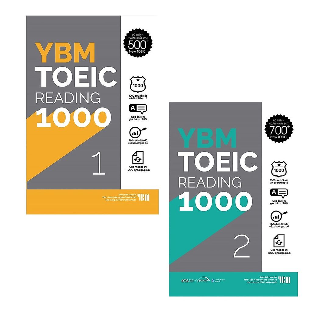  Sách- YBM TOEIC Reading 1000 : Vol 1 + Vol 2 (Trọn Bộ 2 Cuốn) 