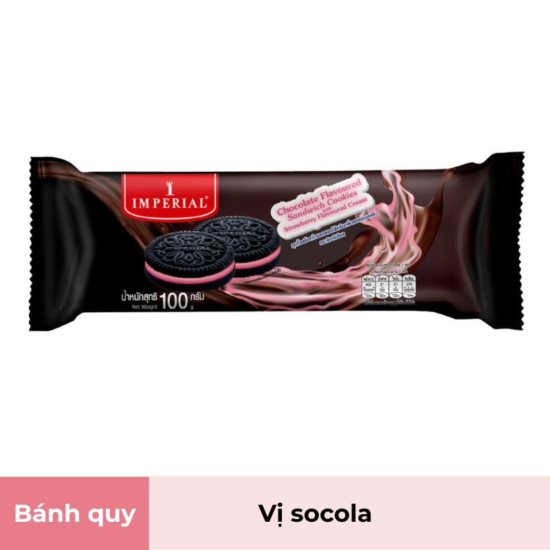  Bánh quy socola kem hương dâu Imperial gói 100g 