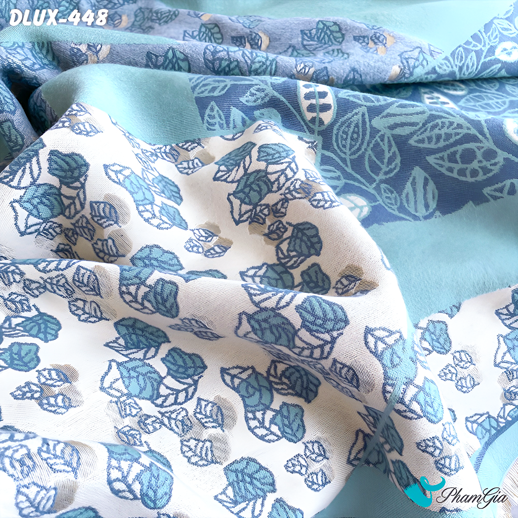 Cận Cảnh Khăn Choàng Dạ Cashmere Cao Cấp Họa Tiết Hoa Lá Phối Màu Xanh Mint Thanh Lịch
