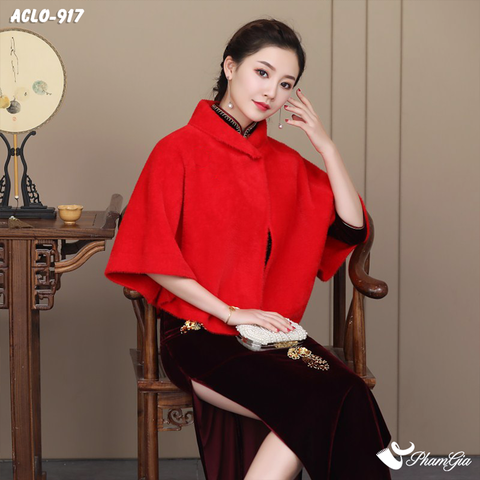 Áo Choàng Lông 2 Lớp Luxury Màu Đỏ Ruby Quyến Rũ (ACLO917)