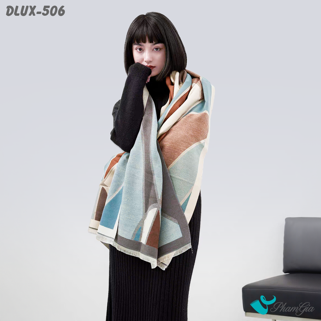 Khăn Choàng Dạ Cashmere Cao Cấp Phong Cách Retro Phối Nhiều Màu Hiện Đại