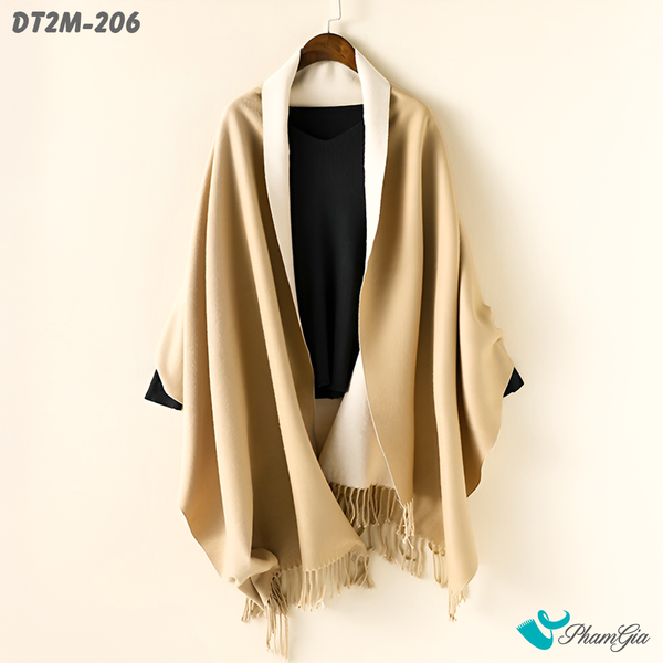 Khăn Choàng Dạ Cashmere Trơn 2 Mặt Phiên Bản Mới Phối Màu Beige - Kem Thanh Lịch (DT2M206)