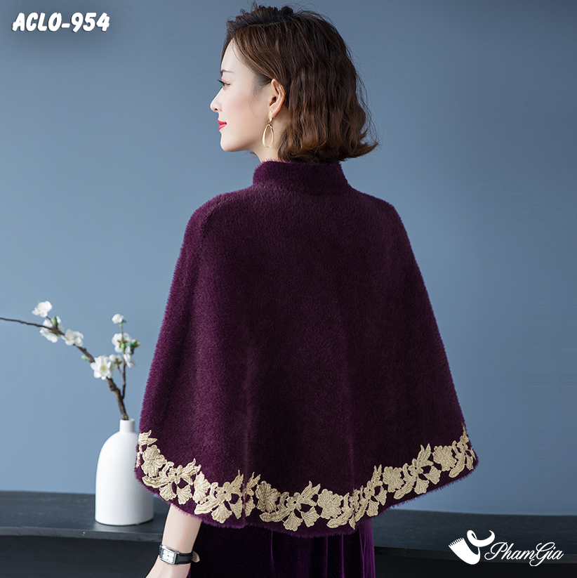 Góc Sau Áo Choàng Lông Luxury Phối Đăng Ten Cổ Điển Màu Tím Cẩm Trang Nhã