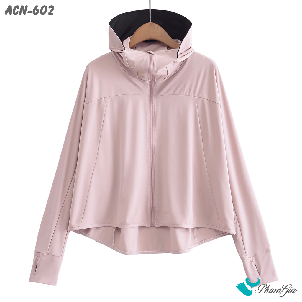 Góc Tổng Thể Áo Chống Nắng Croptop Uni Cool Cao Cấp Màu Hồng Pastel