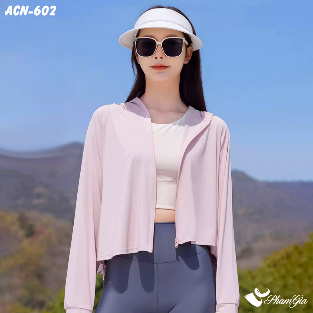 Góc Thẳng Áo Chống Nắng Croptop Uni Cool Cao Cấp Màu Hồng Pastel