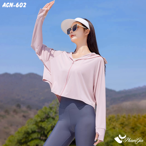 Góc Trái Áo Chống Nắng Croptop Uni Cool Cao Cấp Màu Hồng Pastel