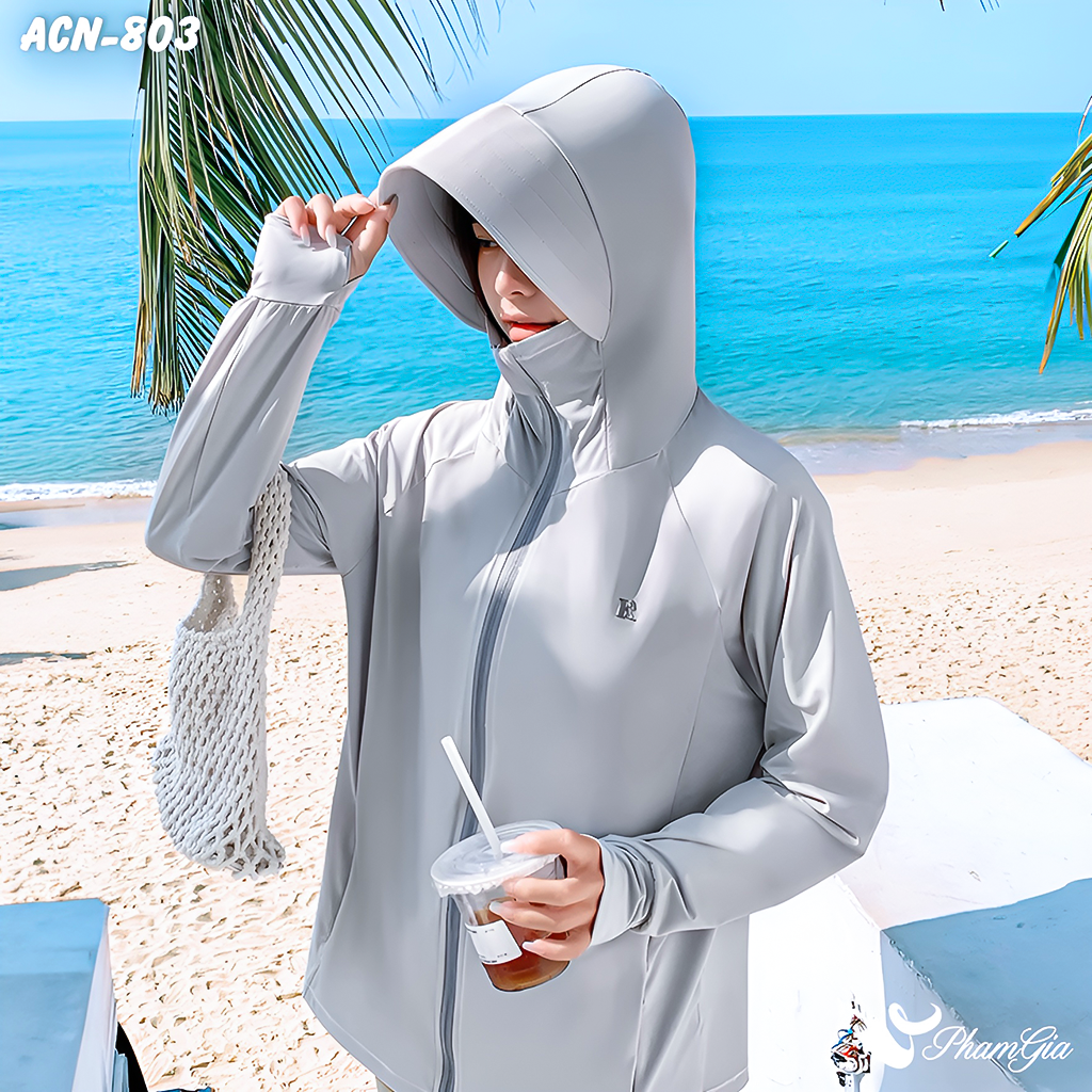Model Mặc Áo Chống Nắng Hạ Nhiệt Uni-Cool Max Cao Cấp Màu Xám