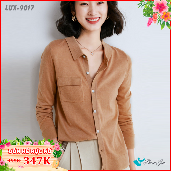 Áo Len Dáng Sơmi Cao Cấp Màu Nâu Bò (LUX9017)