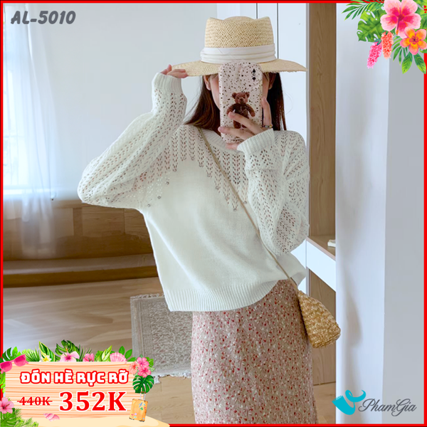 Áo Len Thời Trang Thu Đông Màu Trắng Kem (AL5010)