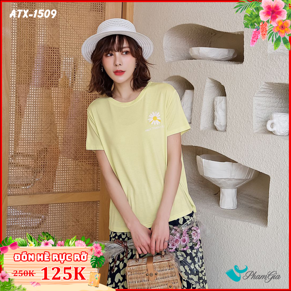 Áo Thun Nữ Họa Tiết Hoa Cúc Màu Vàng (ATX1509)