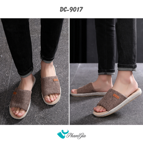 Người Mẫu Mang Dép Cói Quai Ngang Bo Viền Canvas Cao Cấp Màu Nâu Beige
