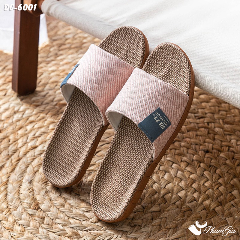 Dép Cói Quai Ngang Cao Cấp Màu Hồng Pastel