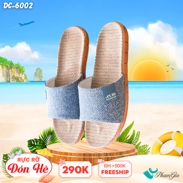Dép Cói Quai Ngang Cao Cấp Màu Xanh Ghi (DC6002)