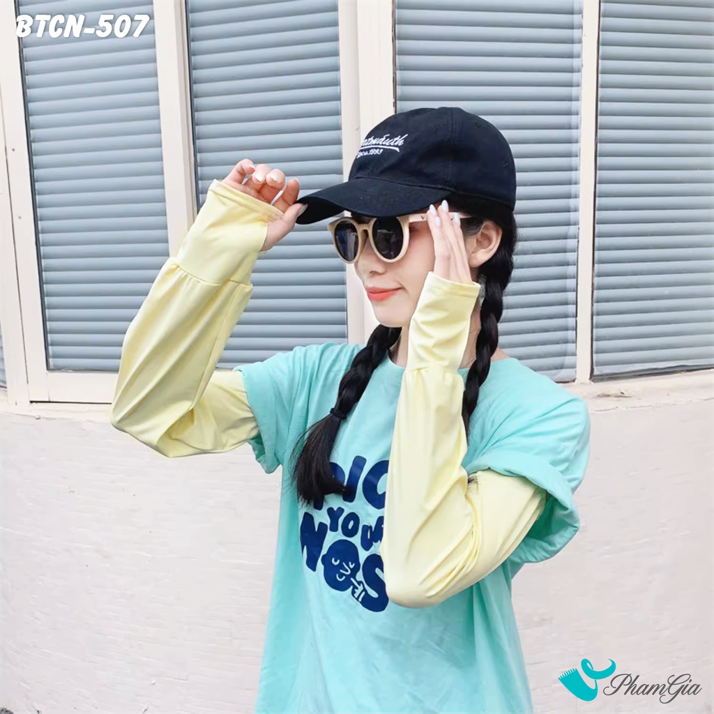 Găng Tay Ống Chống Nắng Oversize Hạ Nhiệt Cao Cấp Màu Vàng Kem