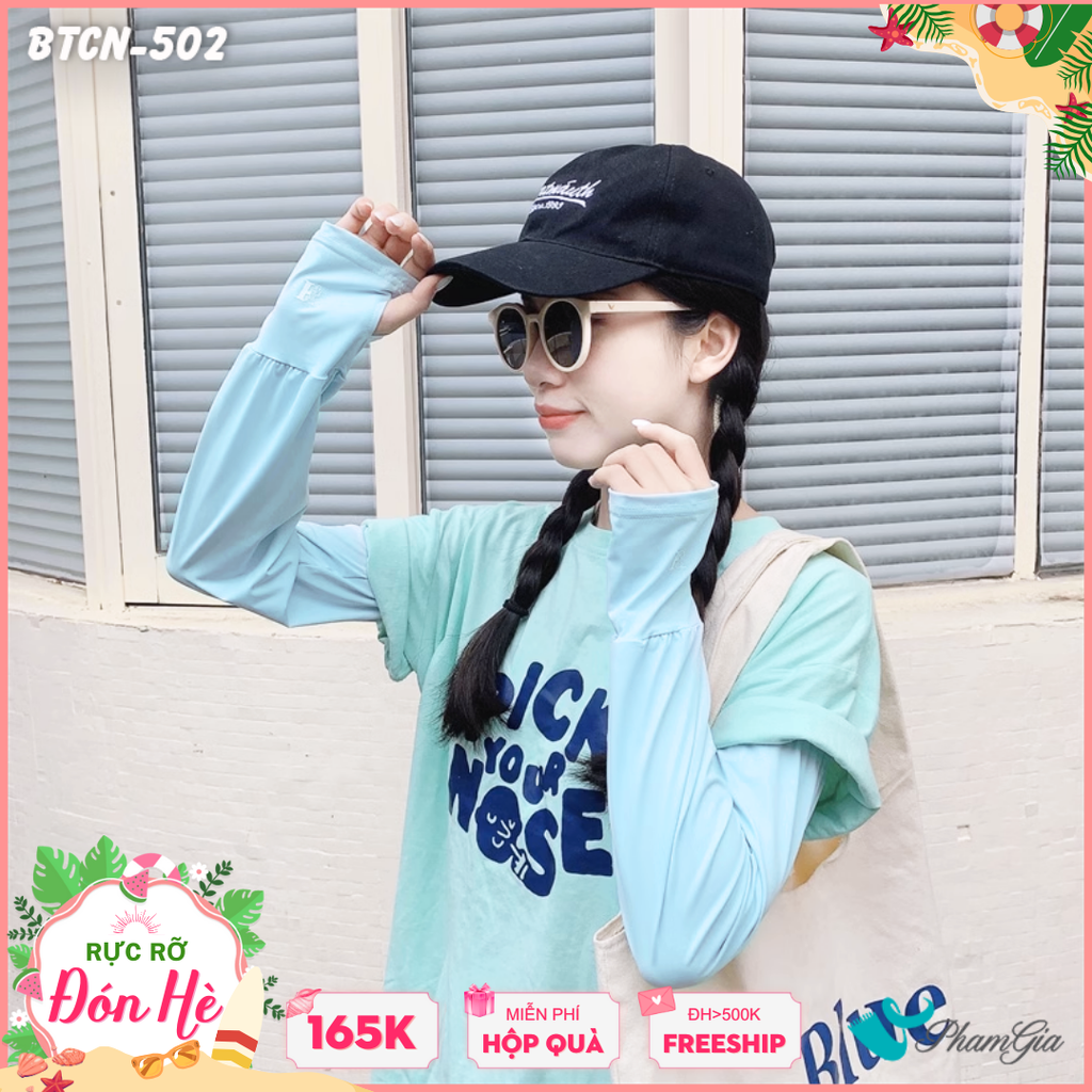 Găng Tay Ống Chống Nắng Oversize Hạ Nhiệt Cao Cấp Màu Xanh Baby