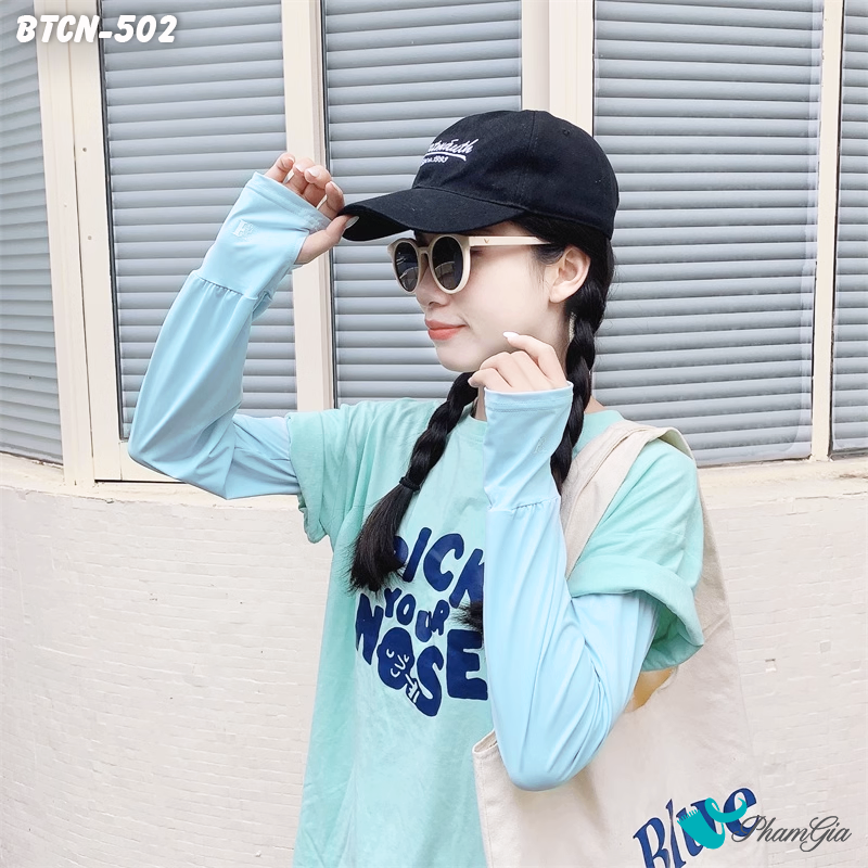 Găng Tay Ống Chống Nắng Oversize Hạ Nhiệt Cao Cấp Màu Xanh Baby