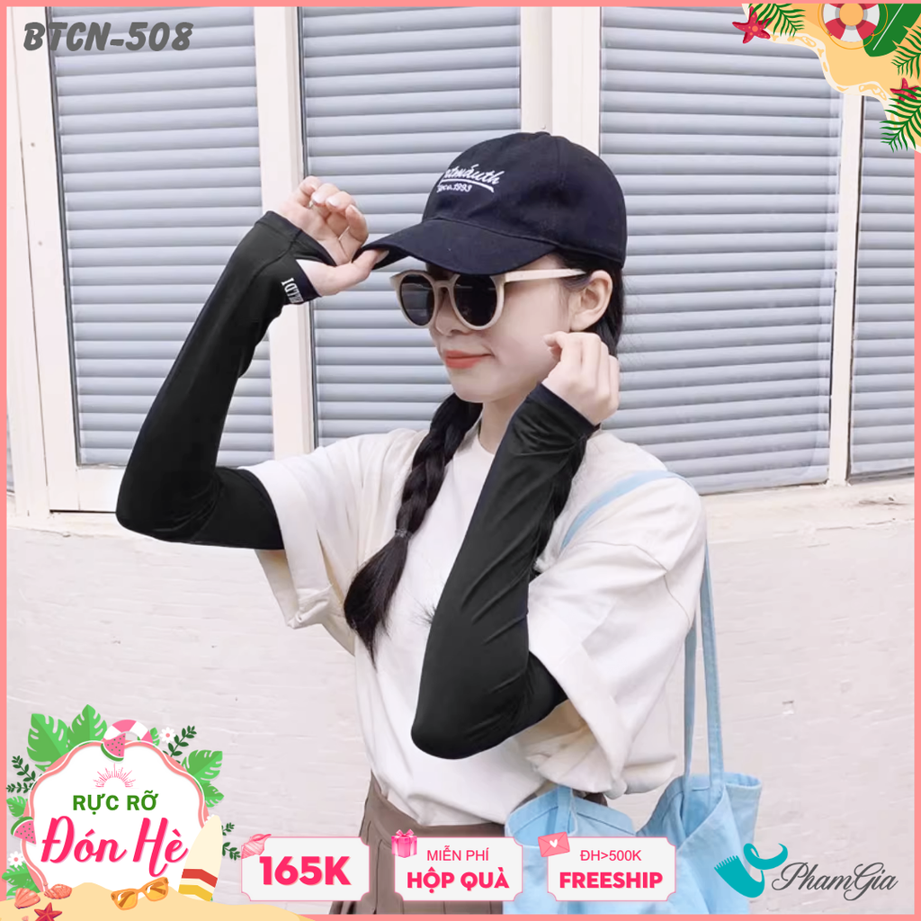 Găng Tay Ống Chống Nắng Slim-Fit Hạ Nhiệt Cao Cấp Màu Đen