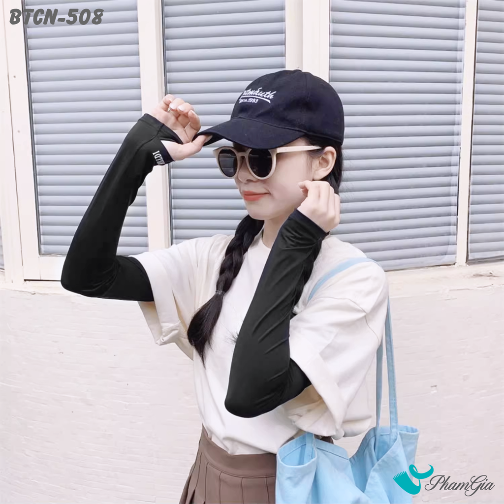 Găng Tay Ống Chống Nắng Slim-Fit Hạ Nhiệt Cao Cấp Màu Đen