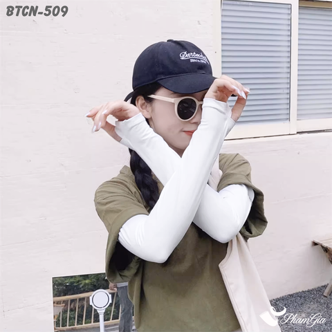 Găng Tay Ống Chống Nắng Slim-Fit Hạ Nhiệt Cao Cấp Màu Trắng (BTCN509)
